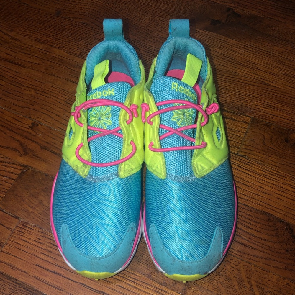 Reebok bright colored sneakers. Size 5 in kids